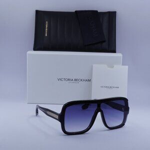 Victoria Beckham VB673S 001 Shield Sunglasses – Black/Blue Gradient